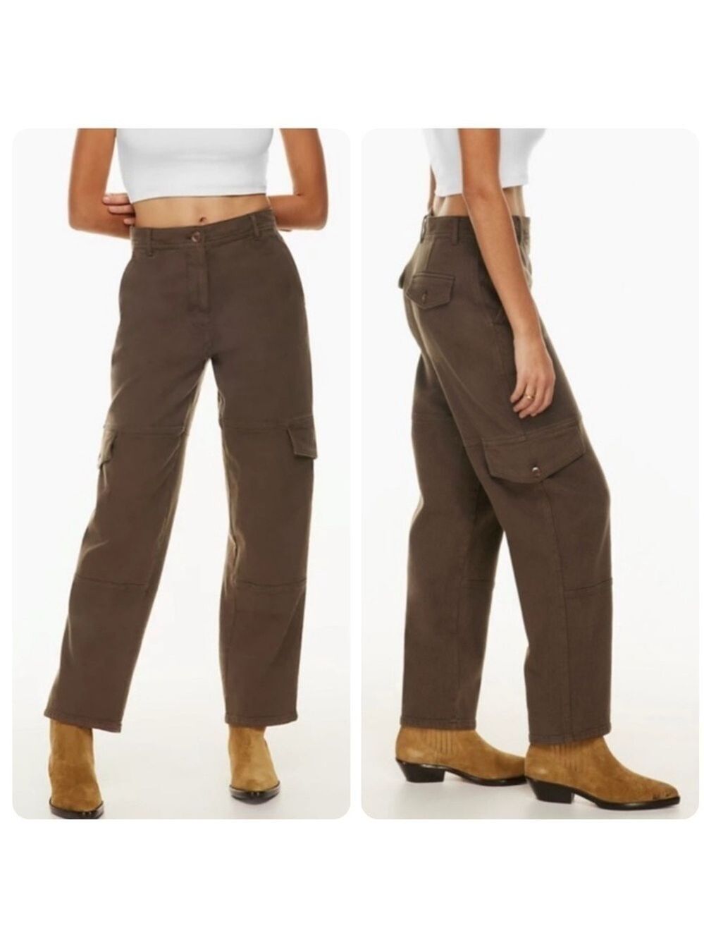 Aritzia Wilfred Free Maeve Cargo Pants Mid Rise Mocha Brown Size 4